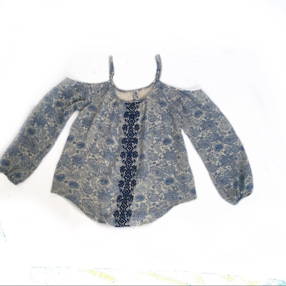 Rewind Cold Shoulder Boho Embroidered Top